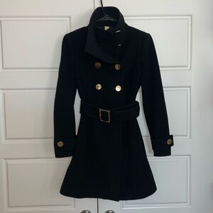 Banana Republic Black Double-Breasted Wool Coat with Gold Buttons